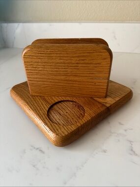 Vintage Good Wood Oak Napkin Holder